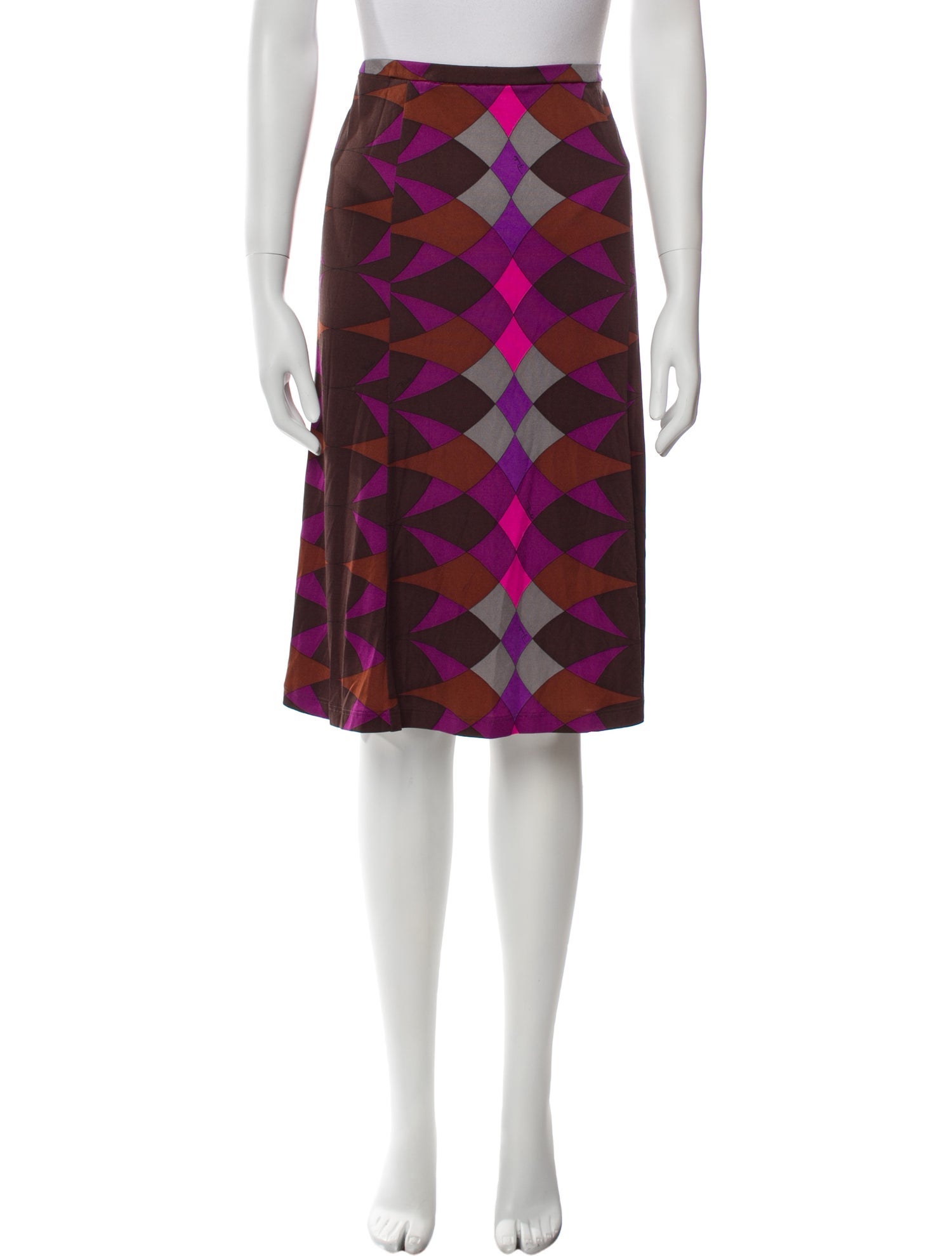 Emilio Pucci Plaid Print Knee-Length Skirt