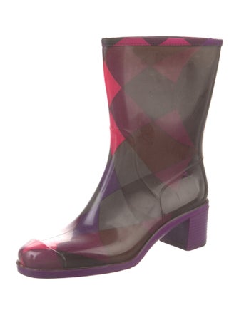 Emilio Pucci Rubber Plaid Print Rain Boots