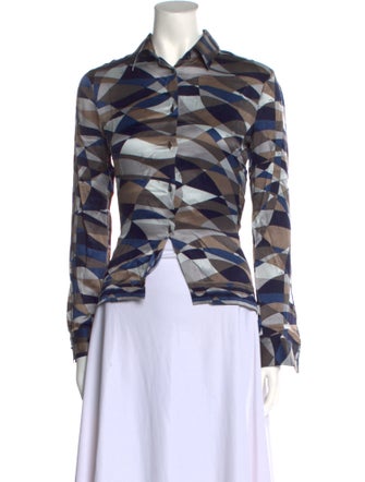 Emilio Pucci Silk Printed Button-Up Top