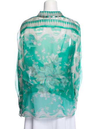 Emilio Pucci Silk Floral Print Button-Up Top