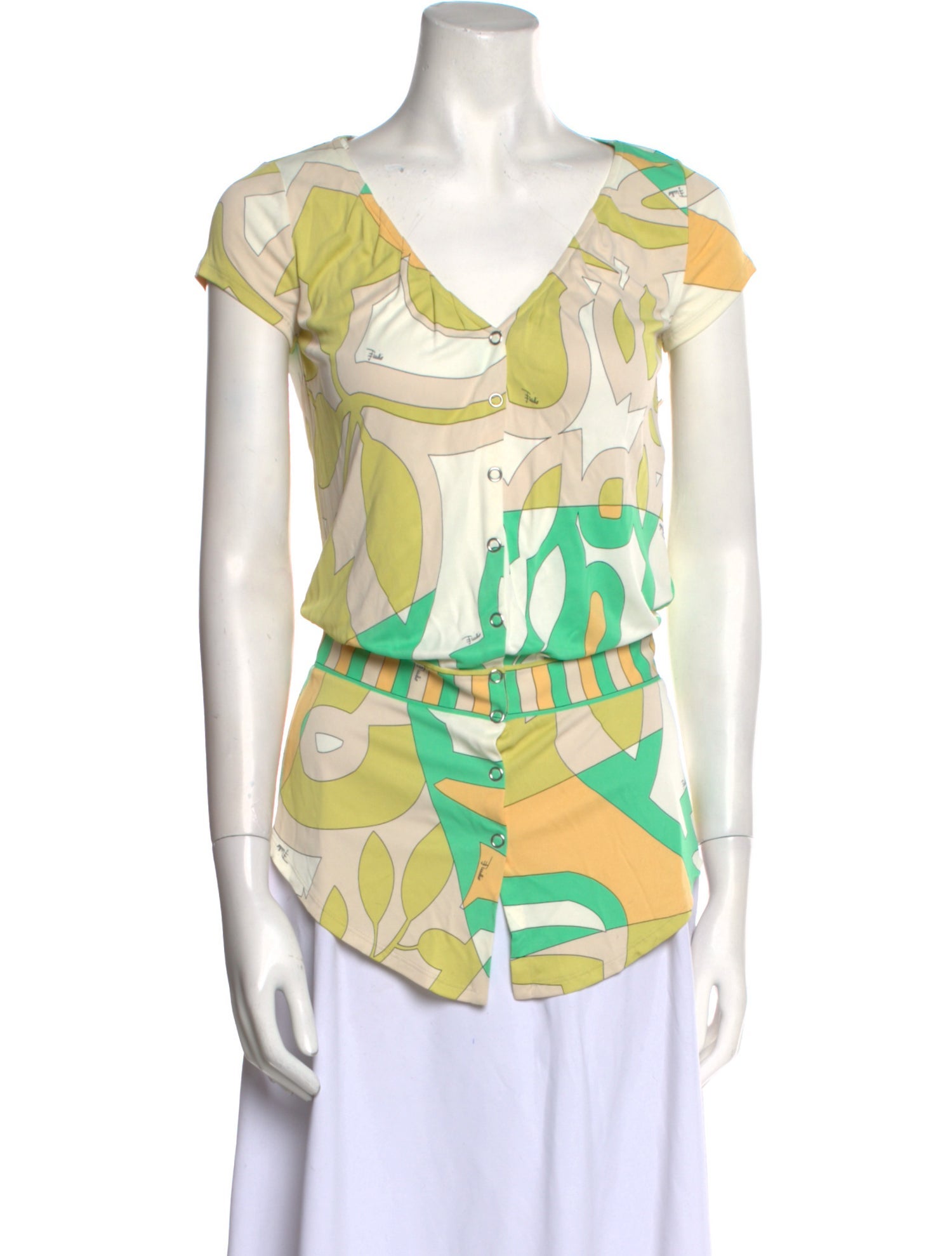 Emilio Pucci Printed V-Neck Blouse