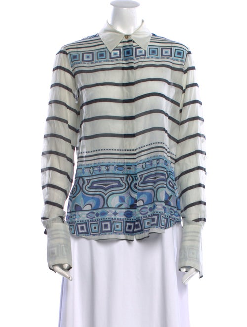 Emilio Pucci Striped Long Sleeve Button-Up Top