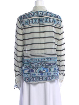 Emilio Pucci Striped Long Sleeve Button-Up Top
