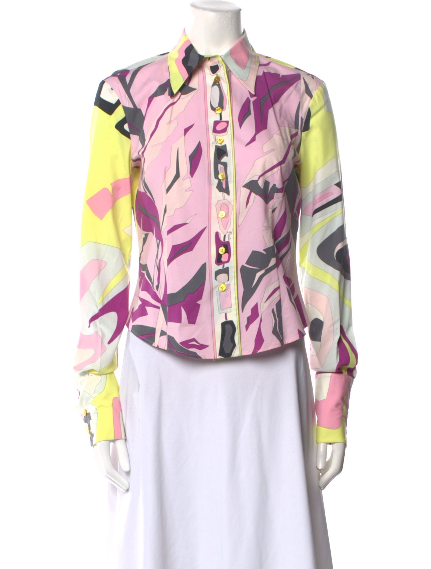 Emilio Pucci Floral Print Long Sleeve Button-Up Top