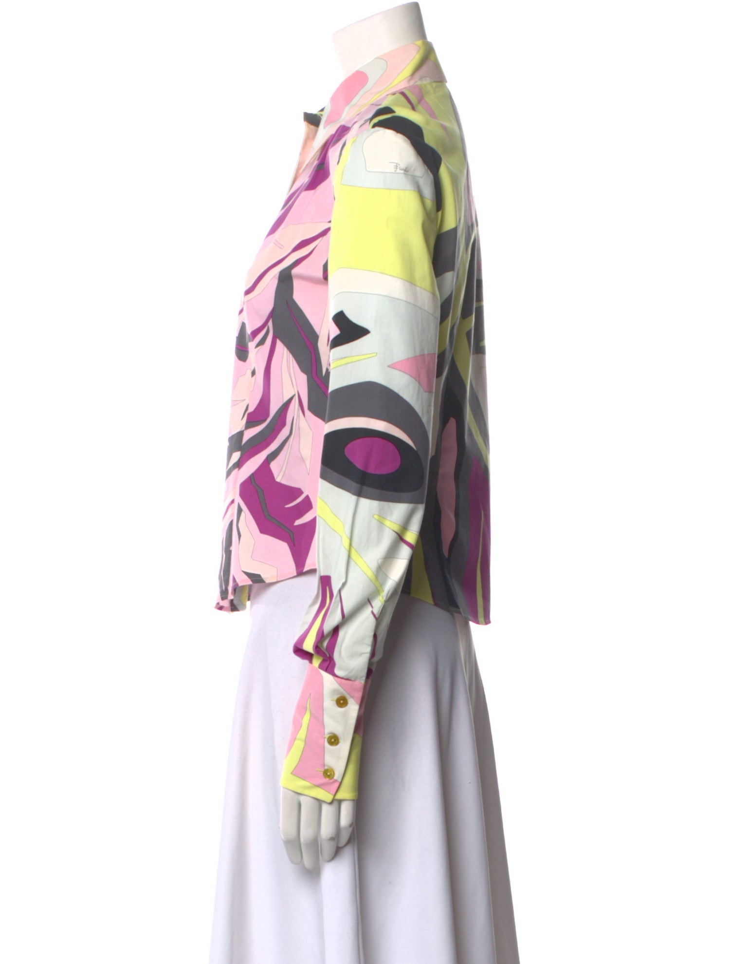 Emilio Pucci Floral Print Long Sleeve Button-Up Top
