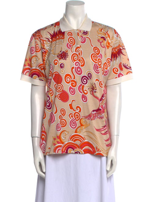 Emilio Pucci Printed Short Sleeve Button-Up Top