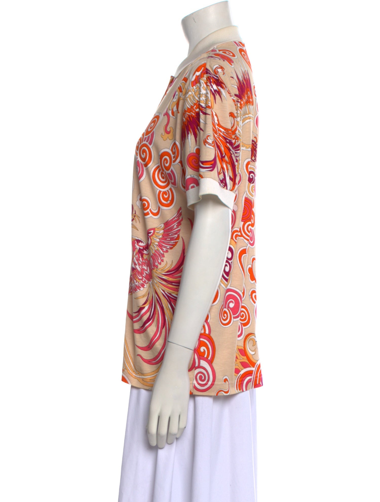 Emilio Pucci Printed Short Sleeve Button-Up Top