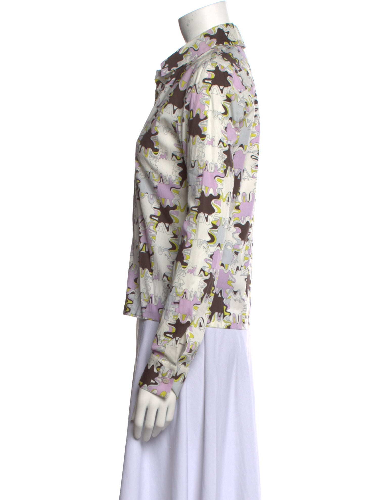 Emilio Pucci Floral Print Long Sleeve Button-Up Top