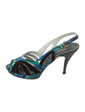 Emilio Pucci Suede Printed Slingback Sandals