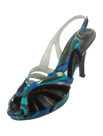 Emilio Pucci Suede Printed Slingback Sandals