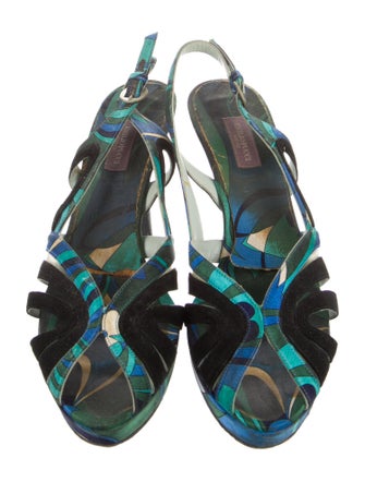 Emilio Pucci Suede Printed Slingback Sandals