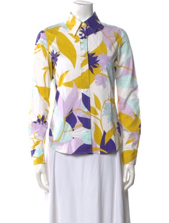 Emilio Pucci Printed Long Sleeve Button-Up Top