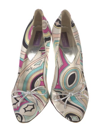 Emilio Pucci Satin Printed Slingback Pumps