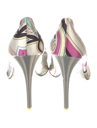 Emilio Pucci Satin Printed Slingback Pumps