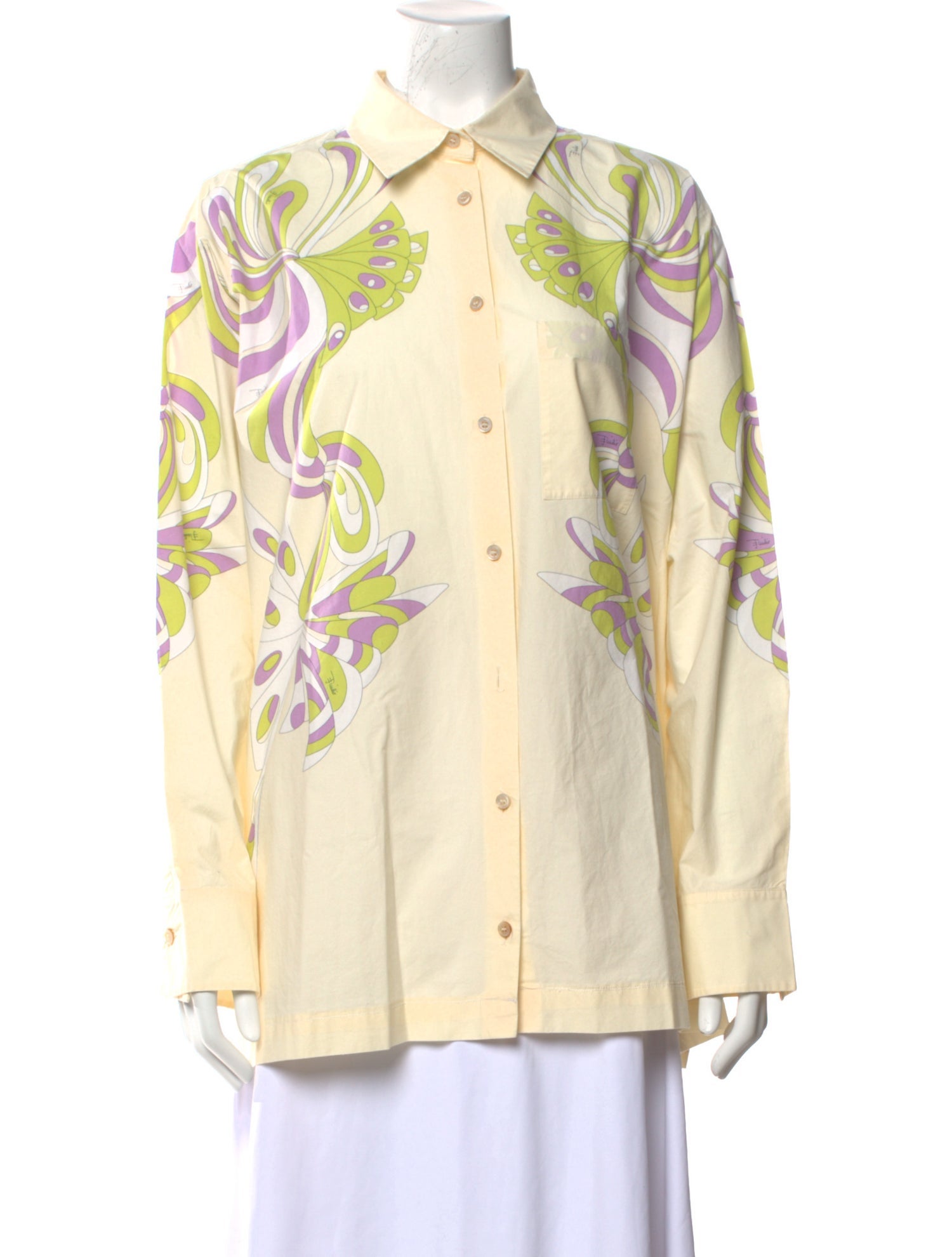 Emilio Pucci Printed Long Sleeve Button-Up Top