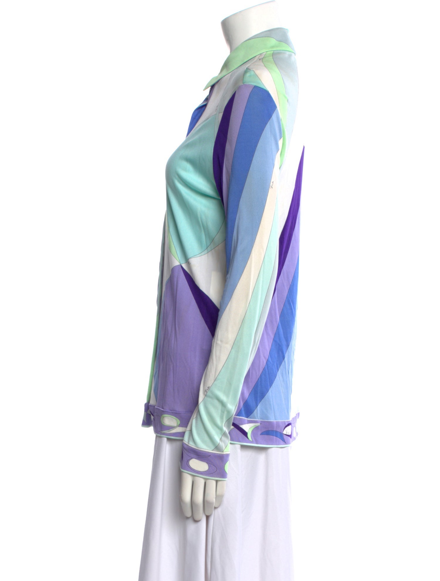 Emilio Pucci Printed Long Sleeve Button-Up Top