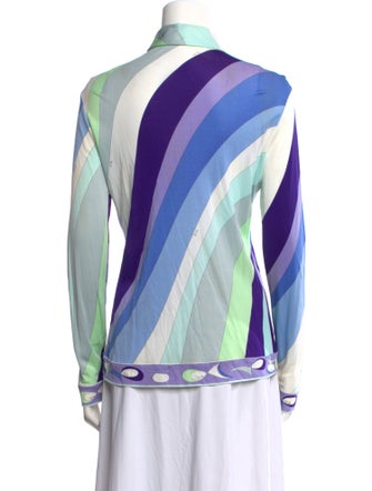 Emilio Pucci Printed Long Sleeve Button-Up Top