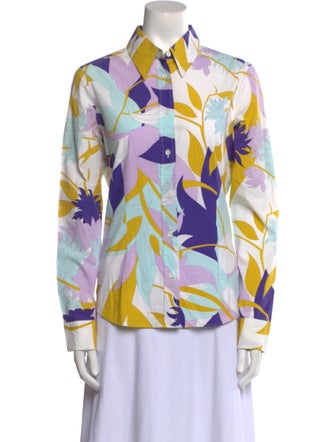 Emilio Pucci Printed Long Sleeve Button-Up Top