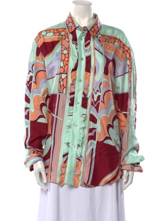 Emilio Pucci Silk Printed Button-Up Top