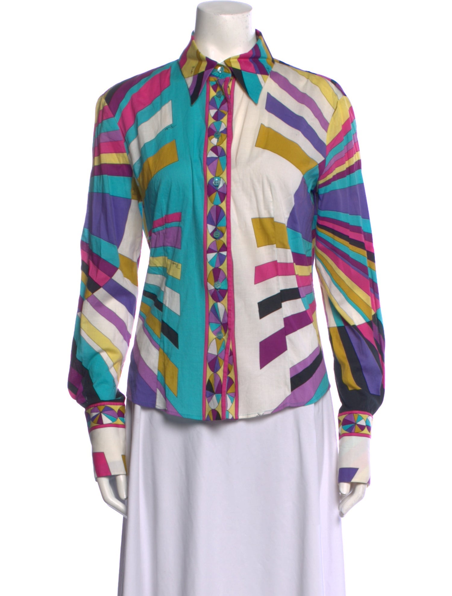Emilio Pucci Printed Long Sleeve Button-Up Top