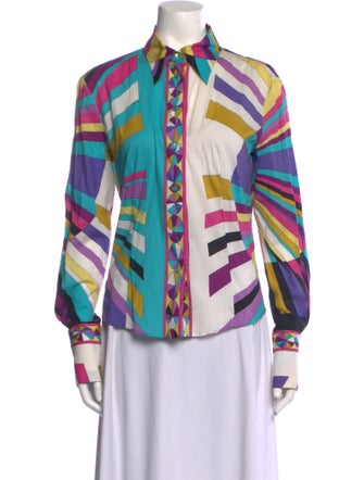 Emilio Pucci Printed Long Sleeve Button-Up Top