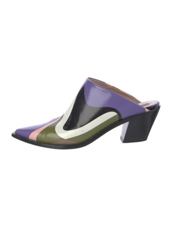 Emilio Pucci Leather Colorblock Pattern Mules