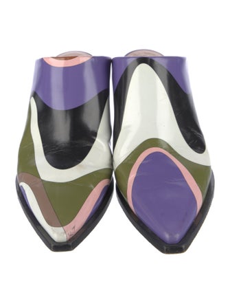 Emilio Pucci Leather Colorblock Pattern Mules