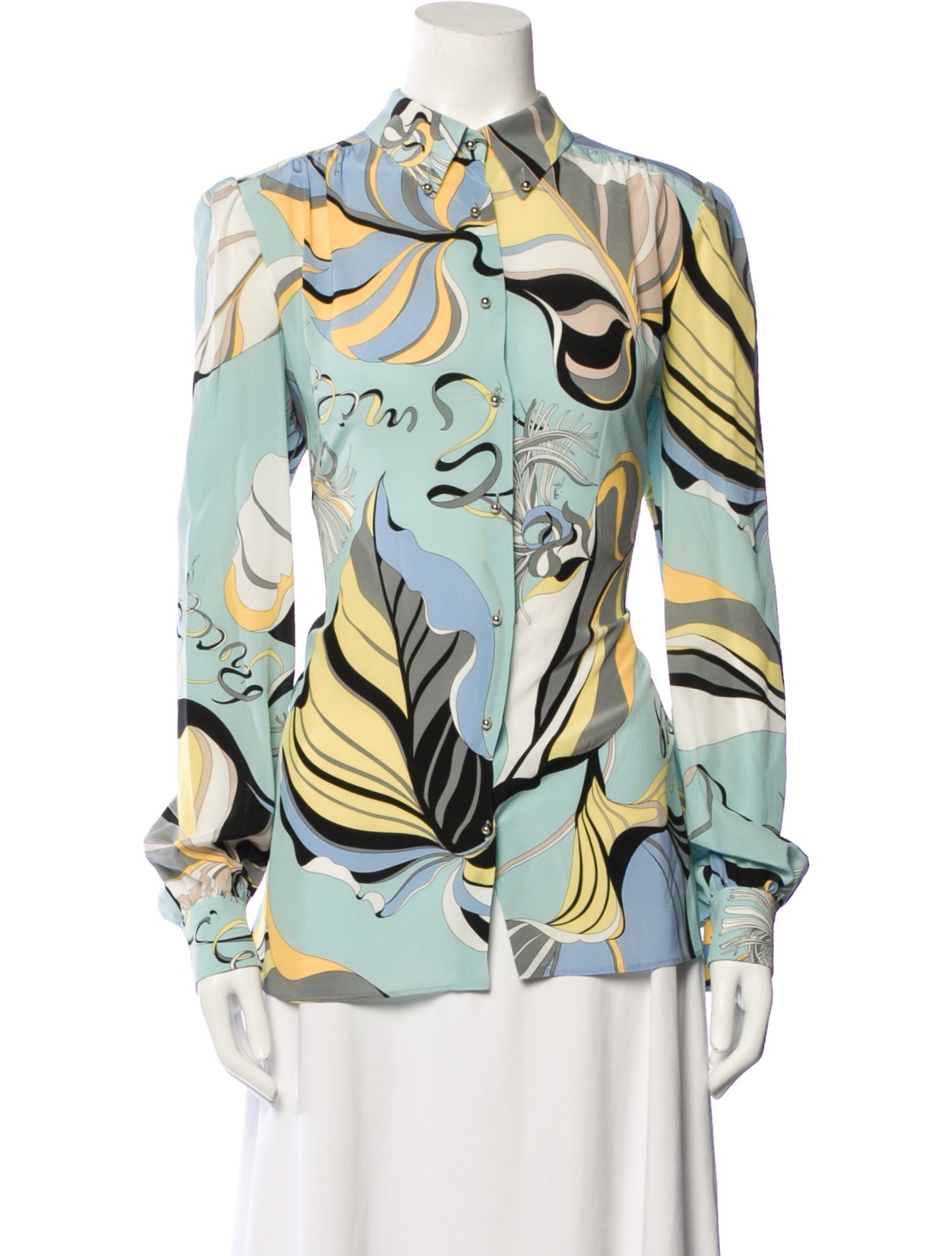Emilio Pucci Silk Printed Button-Up Top