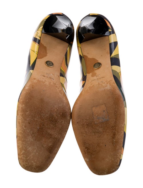 Emilio Pucci Patent Leather Colorblock Pattern Slingback Pumps