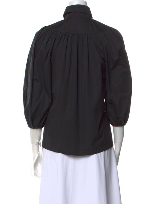 Emilio Pucci Mock Neck Three-Quarter Sleeve Button-Up Top