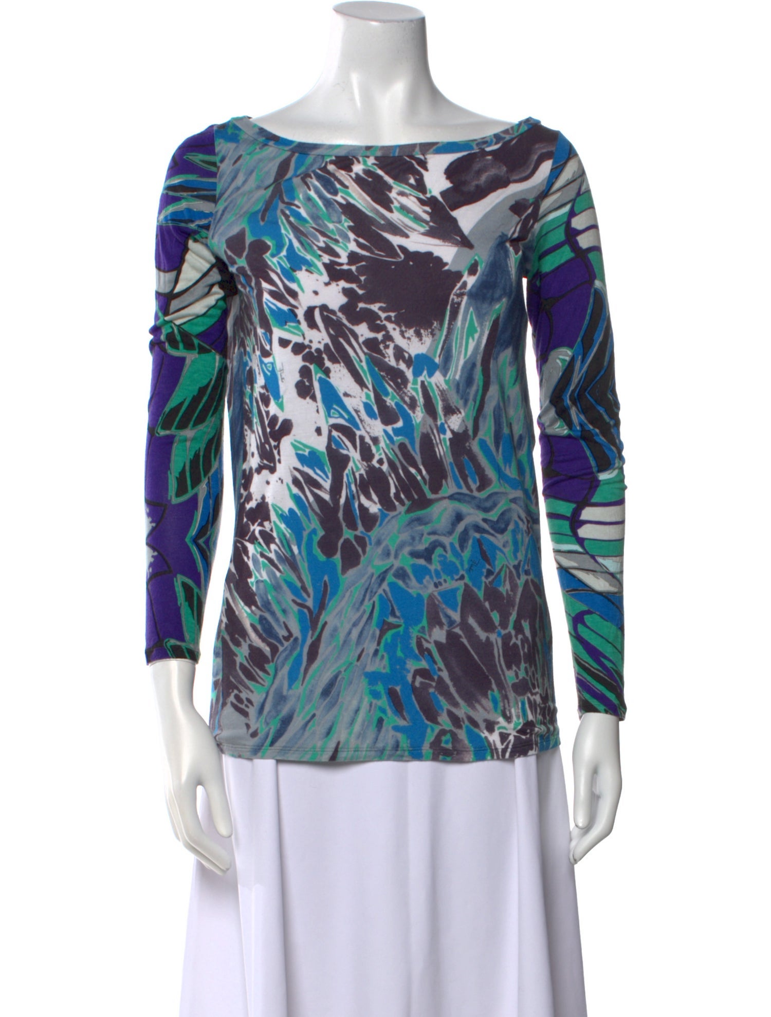 Emilio Pucci Printed Bateau Neckline Top