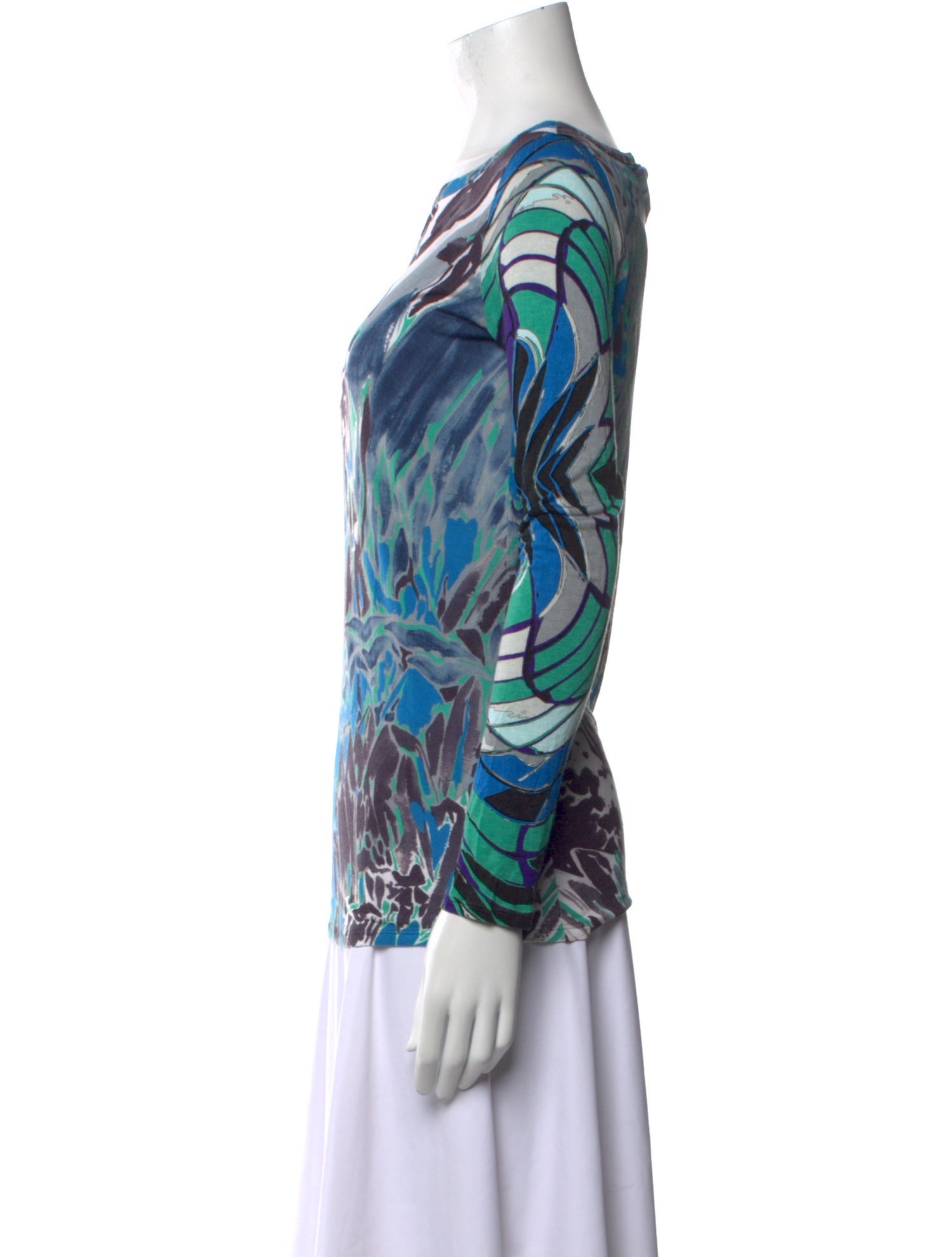 Emilio Pucci Printed Bateau Neckline Top