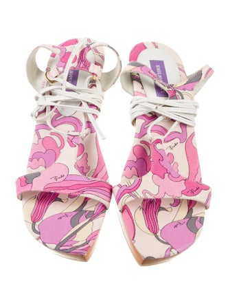 Emilio Pucci Canvas Printed Gladiator Sandals
