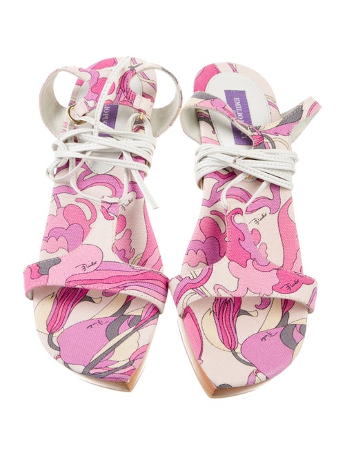Emilio Pucci Canvas Printed Gladiator Sandals