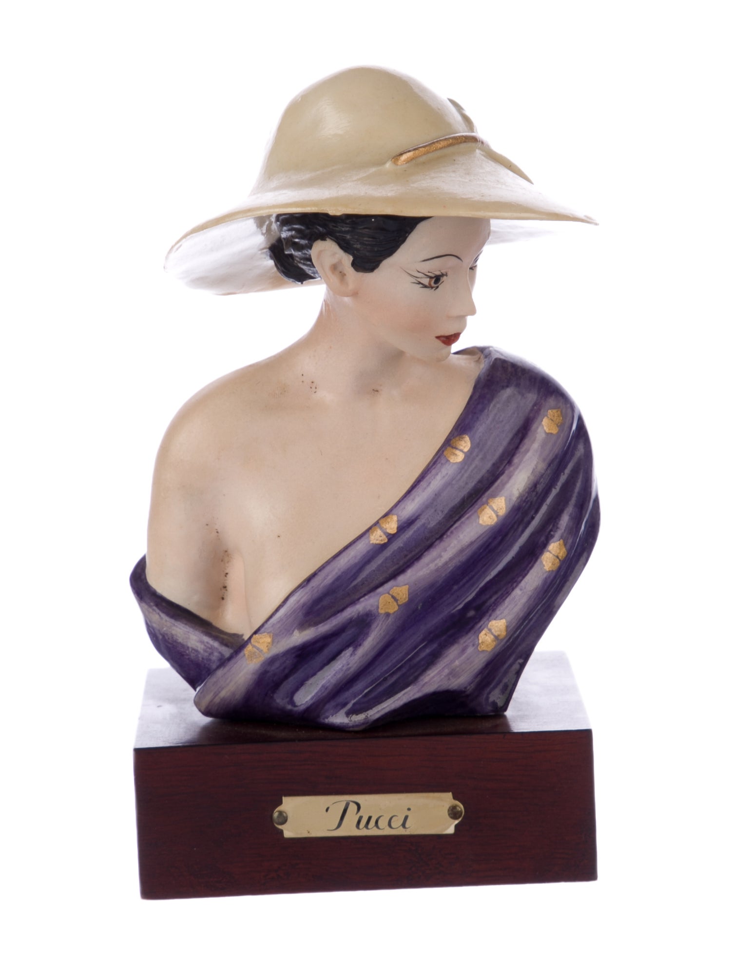 Emilio Pucci Pucci Italian Elegant Lady Ceramic Bust On a Pedestal