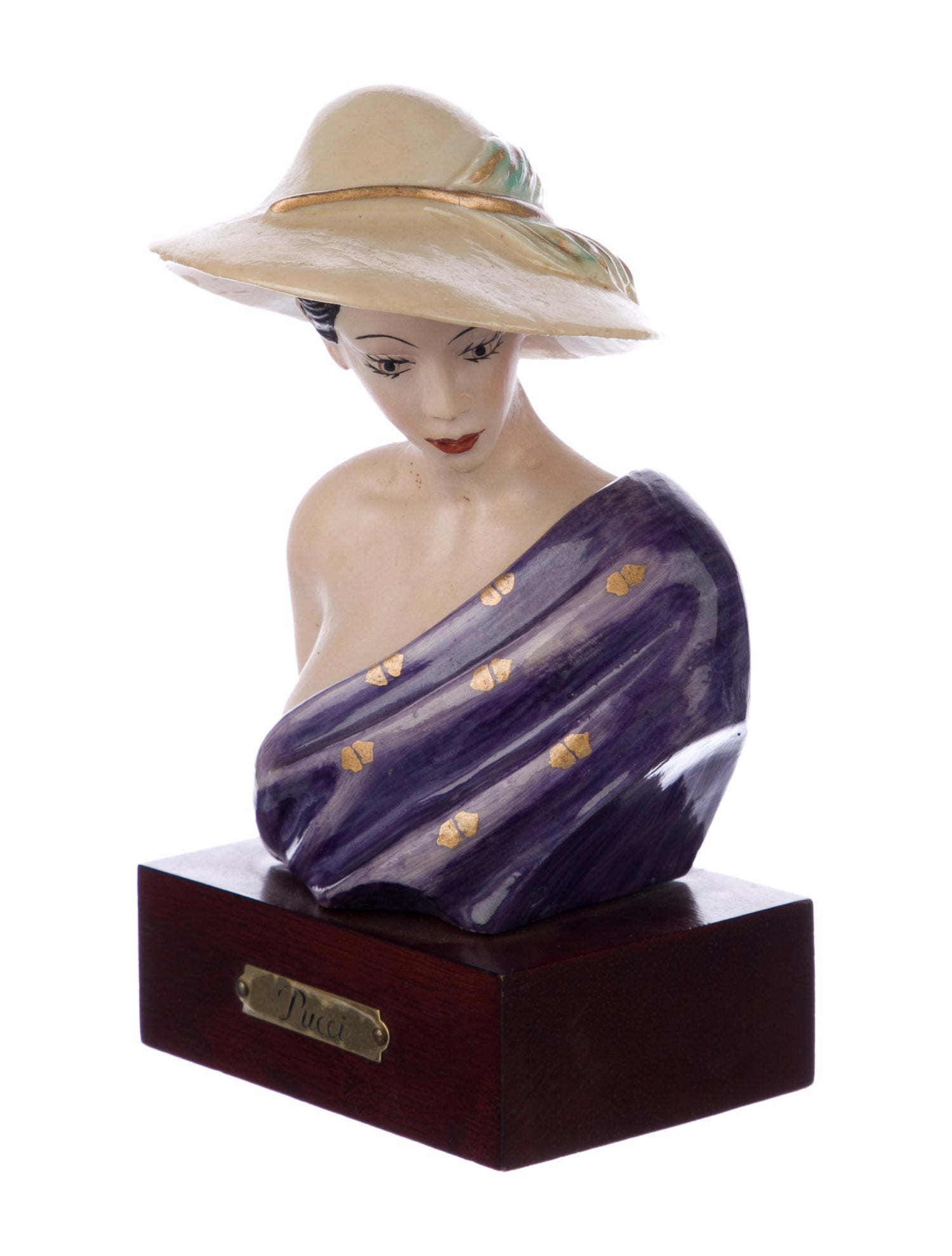 Emilio Pucci Pucci Italian Elegant Lady Ceramic Bust On a Pedestal