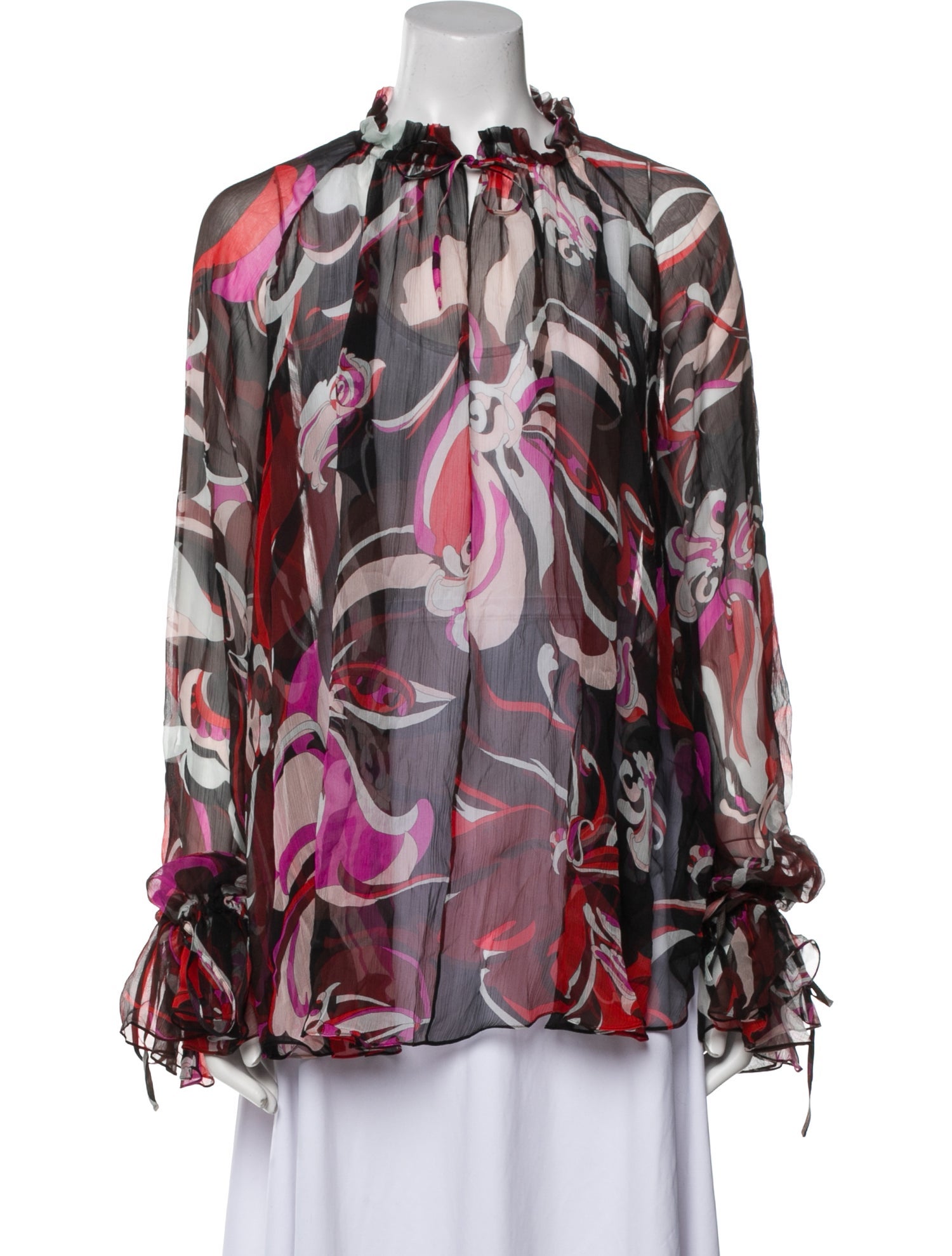 Emilio Pucci Silk Floral Print Blouse
