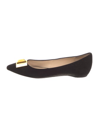 Emilio Pucci Suede Bow Accents Ballet Flats