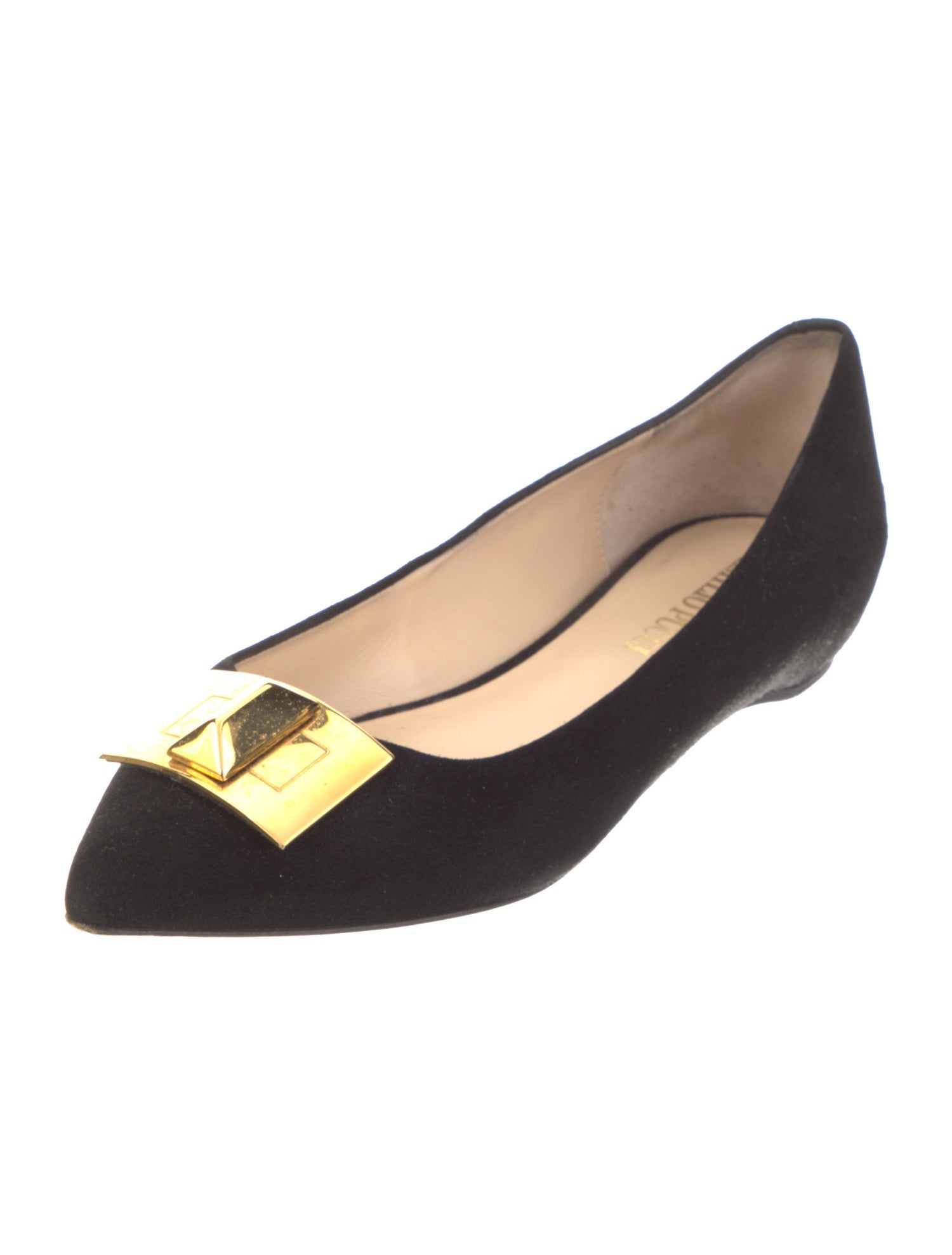 Emilio Pucci Suede Bow Accents Ballet Flats