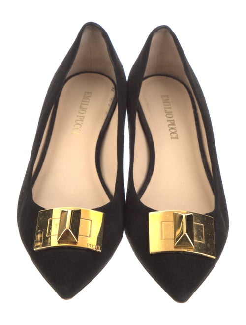 Emilio Pucci Suede Bow Accents Ballet Flats