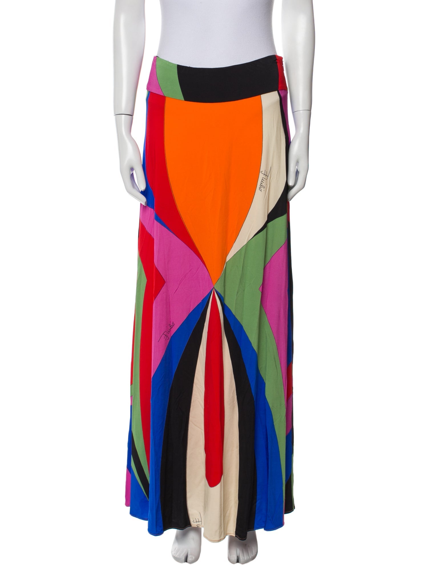 Emilio Pucci Colorblock Pattern Long Skirt