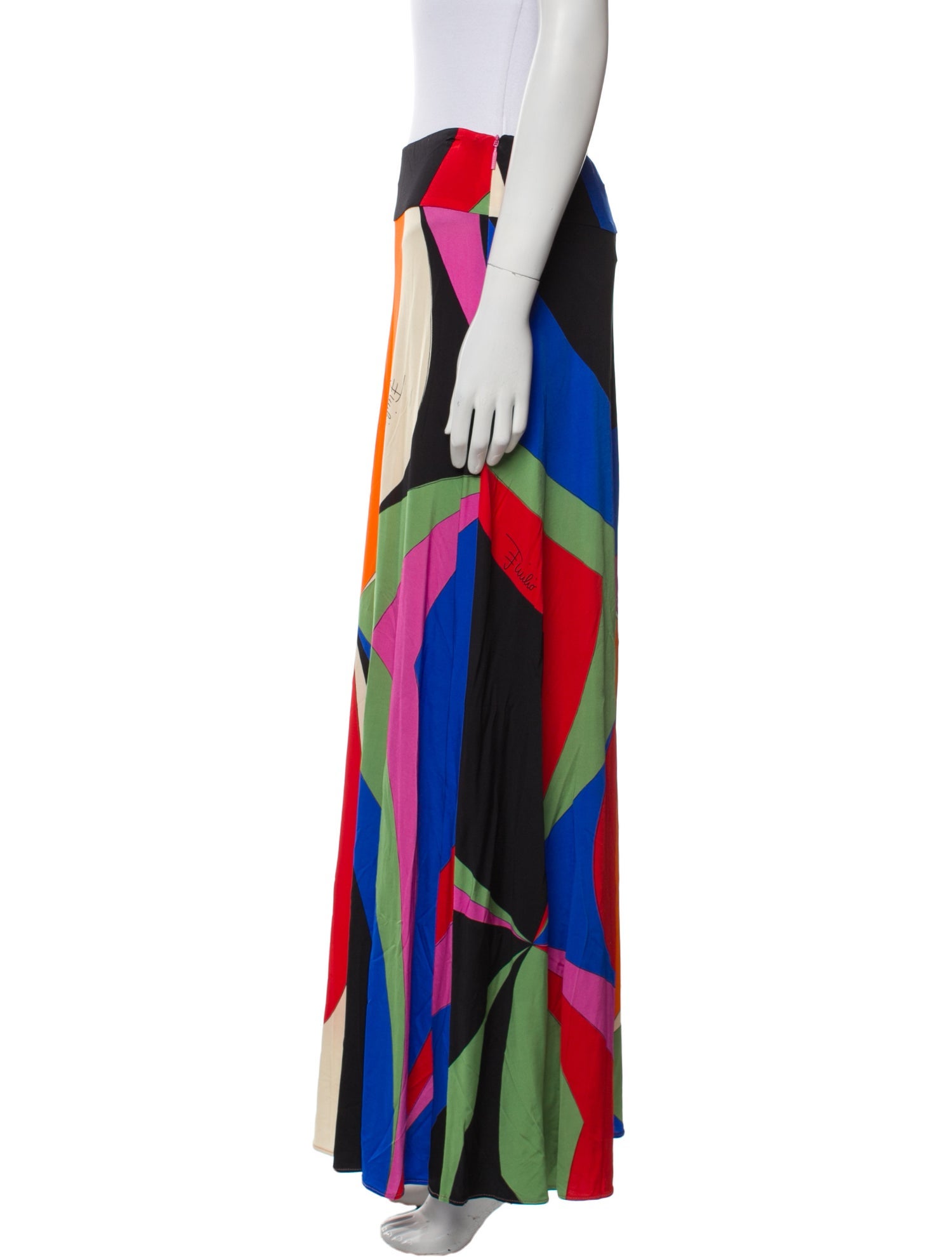 Emilio Pucci Colorblock Pattern Long Skirt