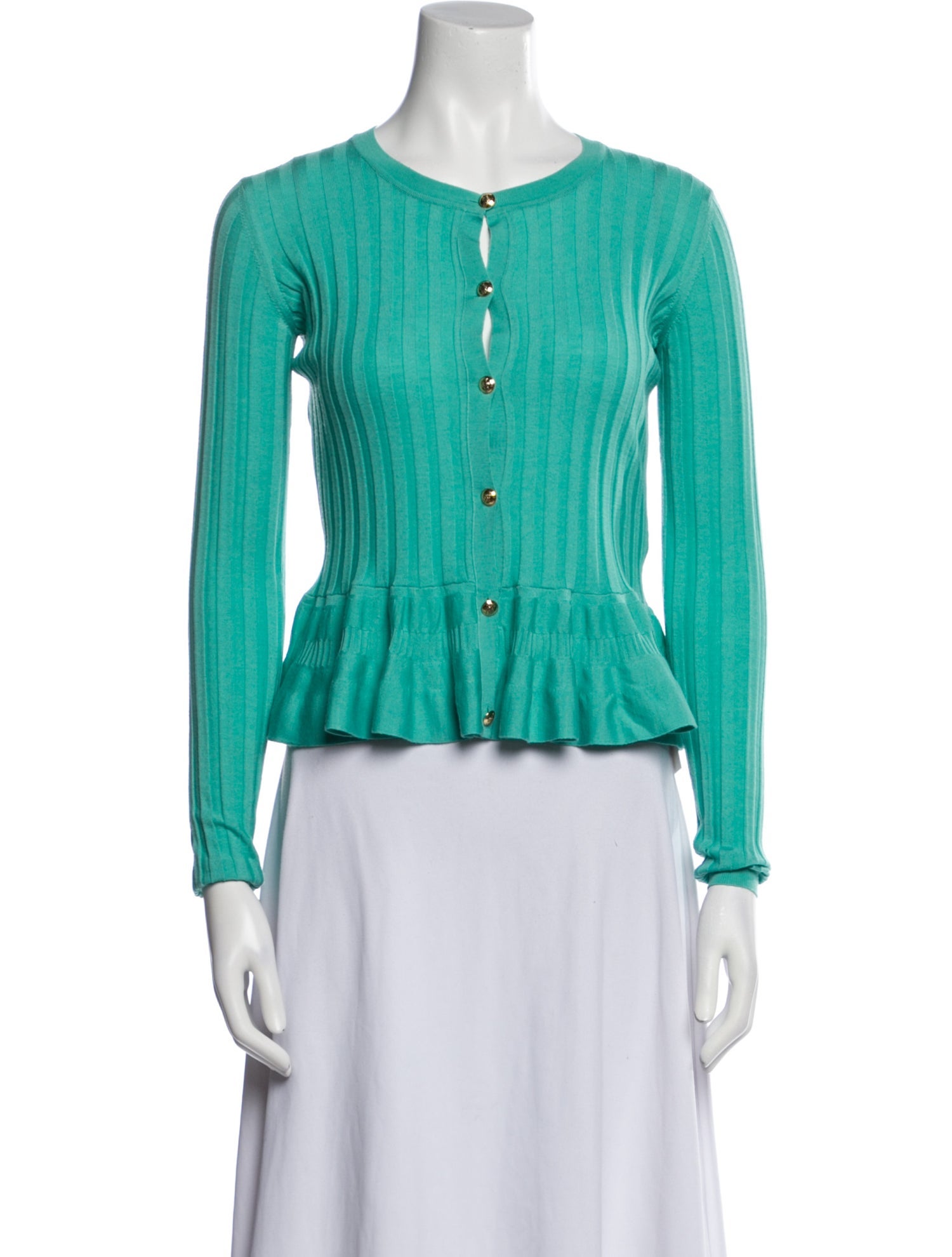 Emilio Pucci Virgin Wool Crew Neck Button-Up Top