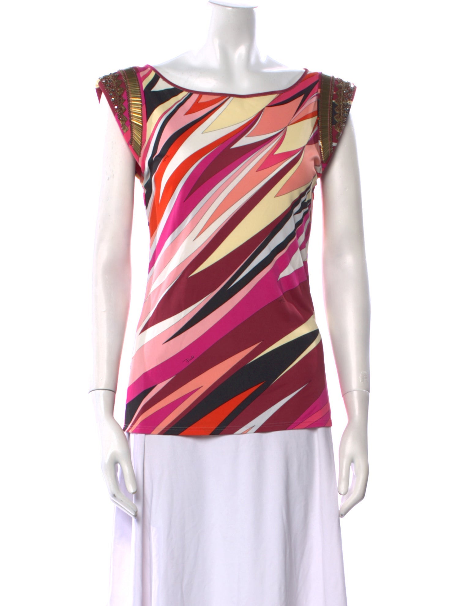 Emilio Pucci Printed Bateau Neckline Top