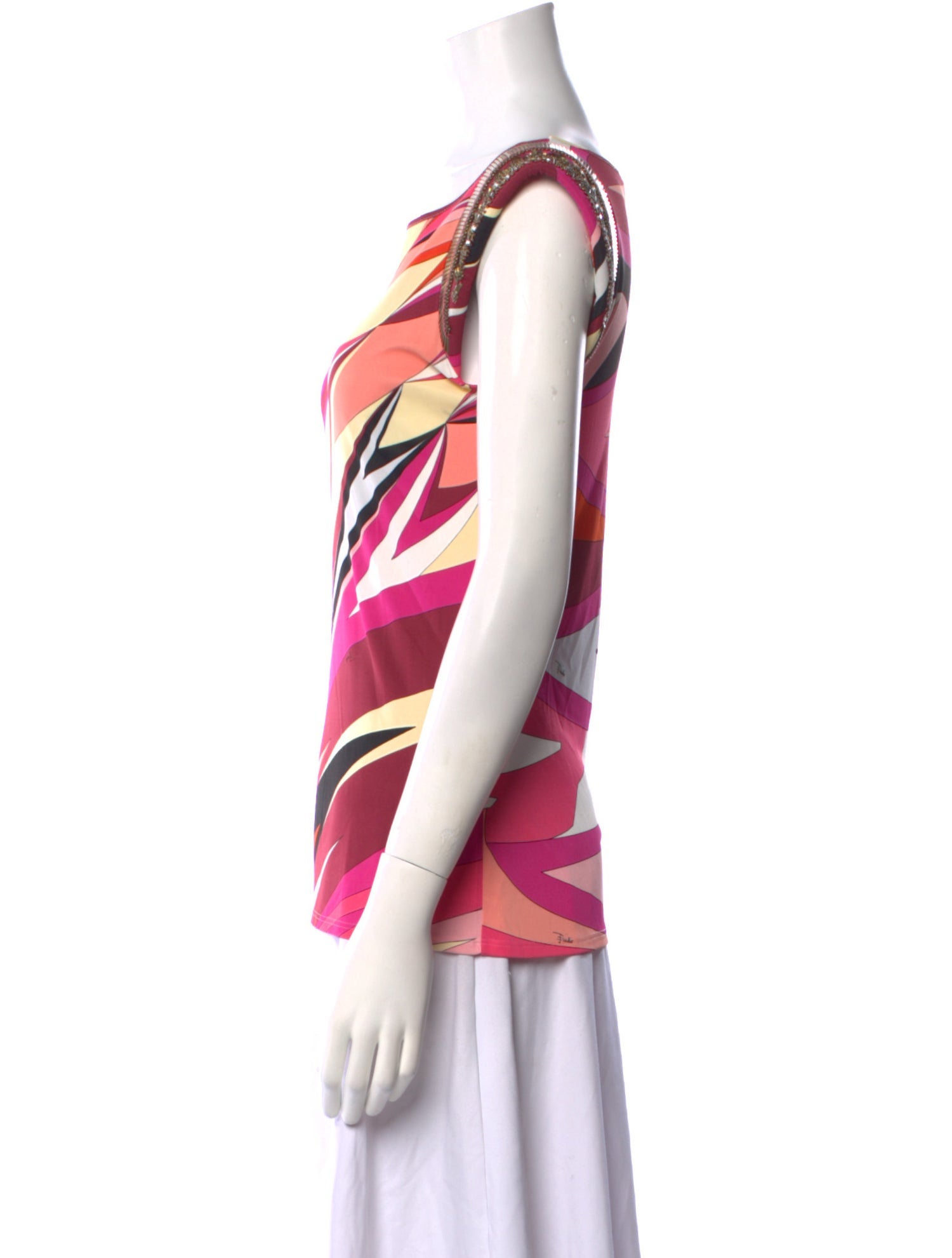 Emilio Pucci Printed Bateau Neckline Top
