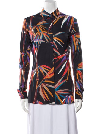 Emilio Pucci Printed Long Sleeve Button-Up Top