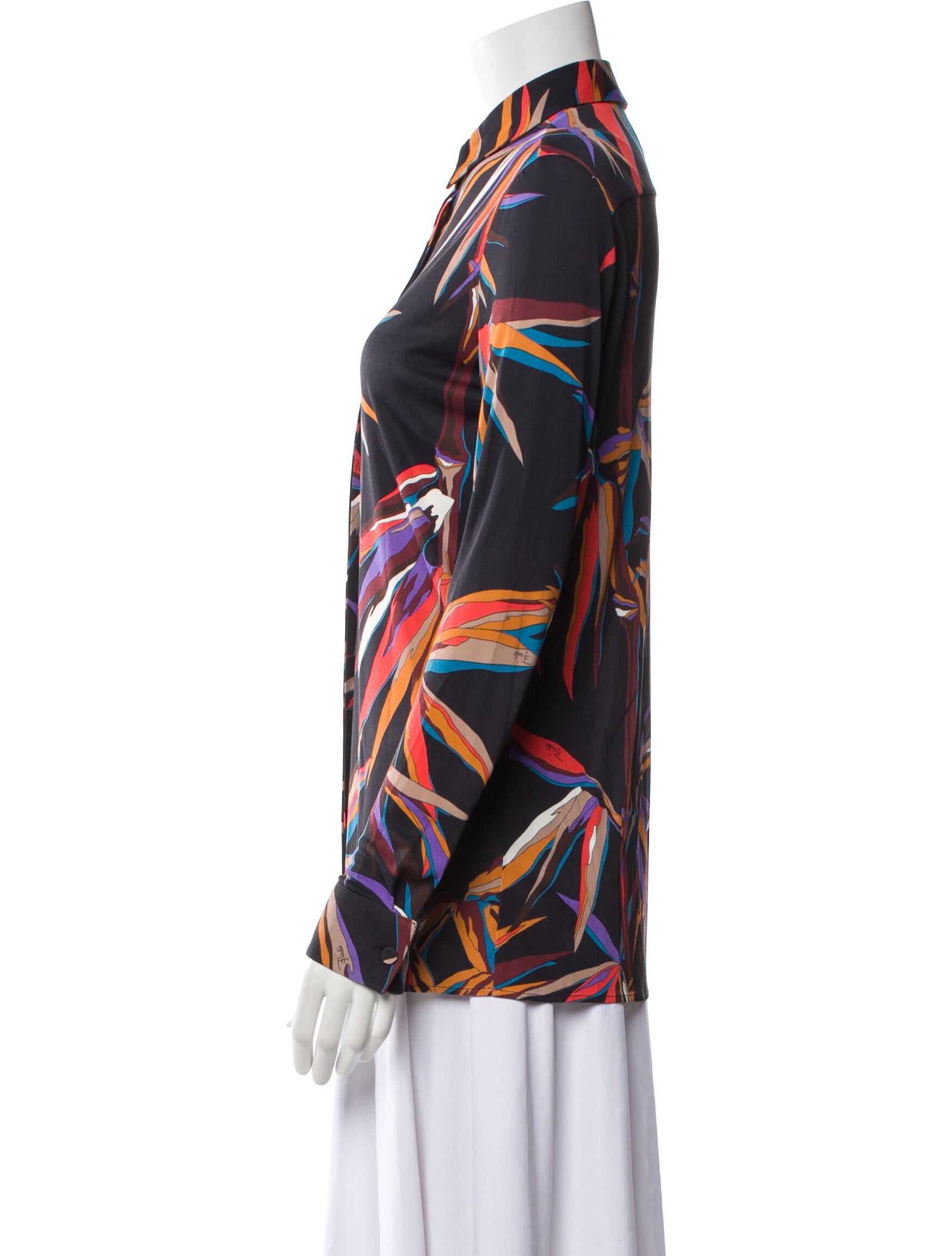 Emilio Pucci Printed Long Sleeve Button-Up Top