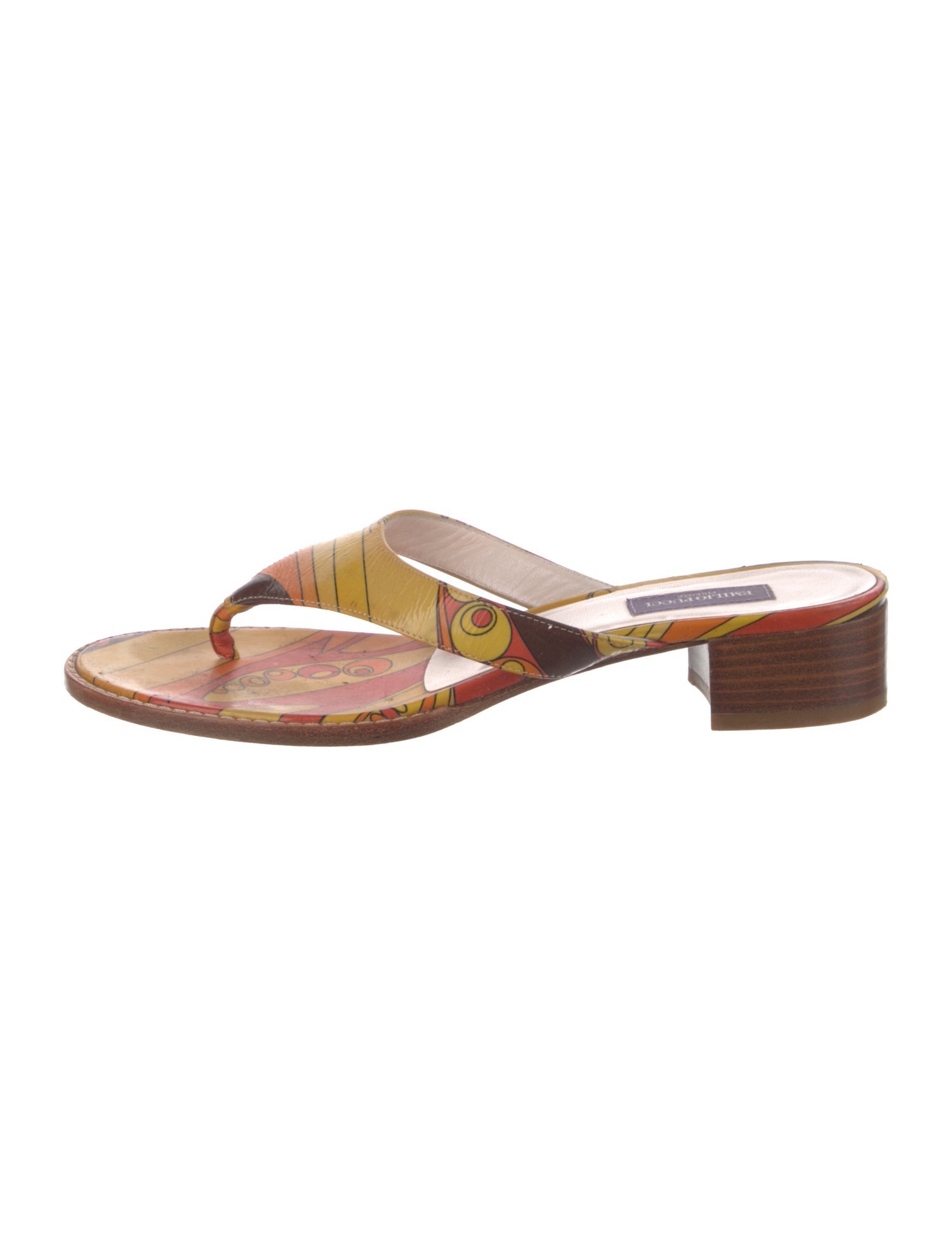 Emilio Pucci Patent Leather Striped Slides