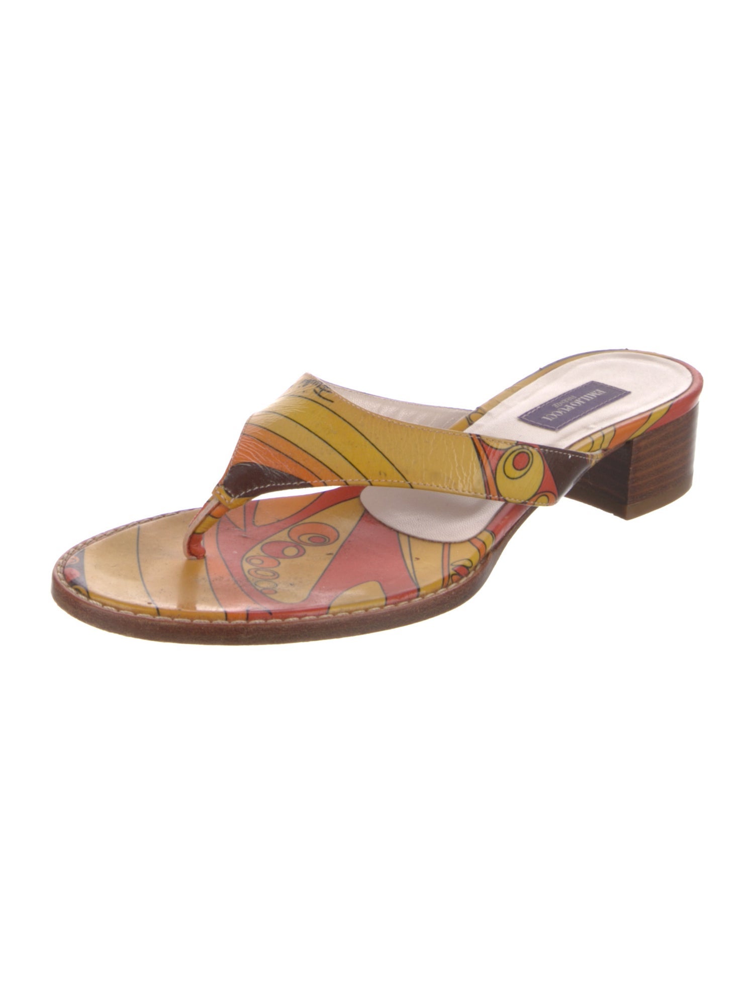 Emilio Pucci Patent Leather Striped Slides
