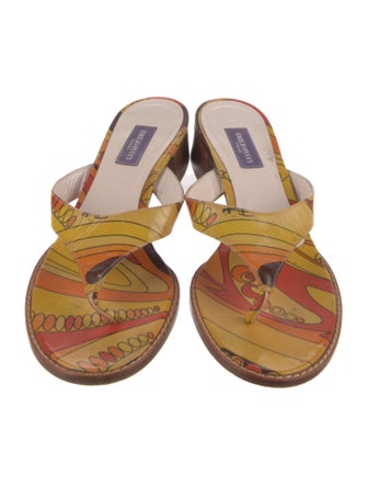 Emilio Pucci Patent Leather Striped Slides